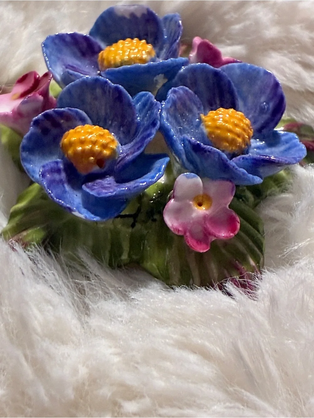 Vintage Aynsley Flower Brooch Pin English Purple and Pink English Collectible